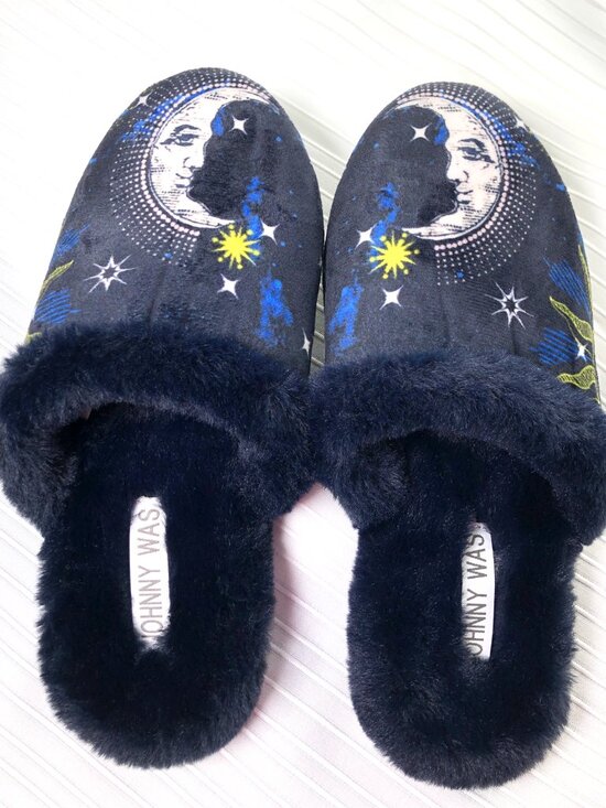 Johnny Was Shoes - BRAND NEW Johnny Was Celestial Mule Slippers Sz 8 New Navy Moon Stars Embroidery
